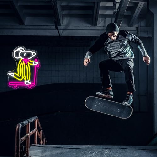 Cartoon Rat Neon Sign for Wall Decor Skateboard Rat Neon Light for Man Cave - image 4