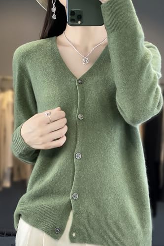 100% Merino Wool Sweaters Women's Fall Winter Female Cardigan V-Neck Sexy Knitted Long Sleeves New Simple(015)3