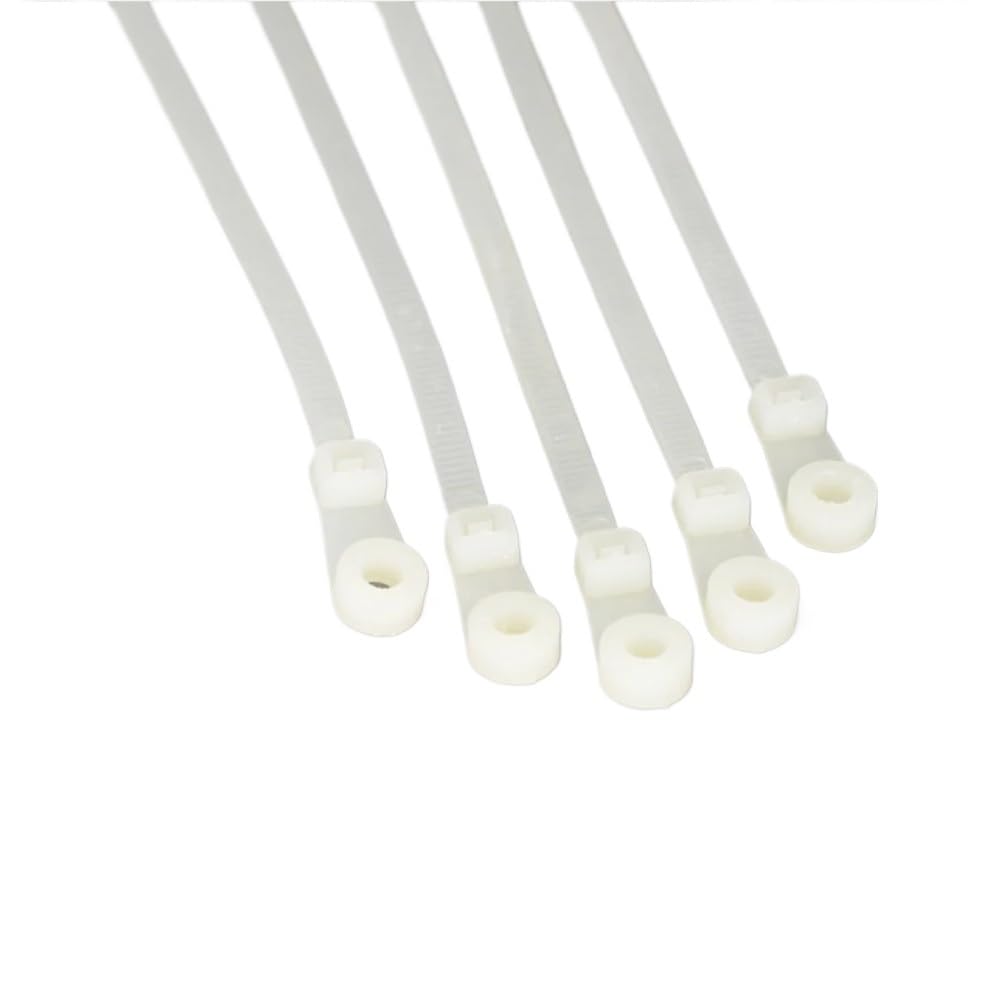 Wzddxunsf 51Pcs 4X150mm Plastic Nylon Ziptie Screw Mount Hole Fixed Self Locking Loop Strap Wrap Bundle Cable Tie Zip Ties(,White)