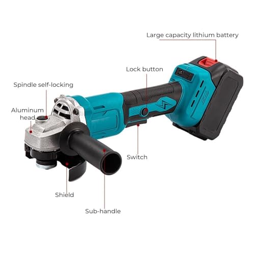 Amoladora angular brushless de 1000W para corte y pulido con discos de 100mm 5