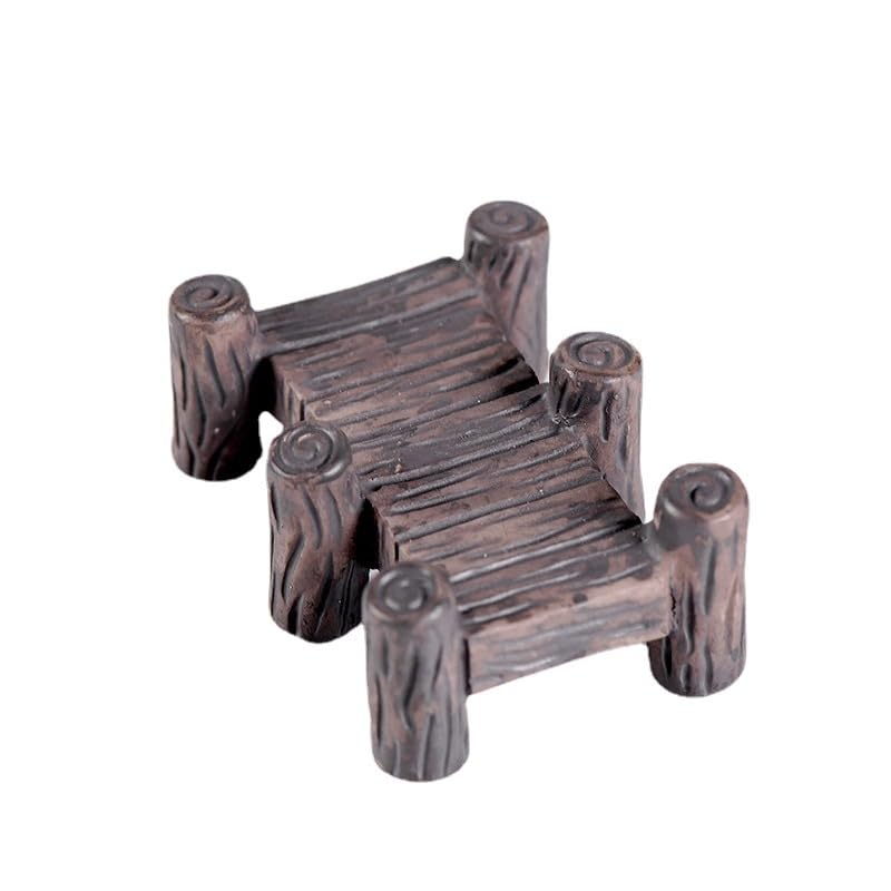 Vintage Wooden Bridge Garden Accessories Miniature Garden Bridge Figurines Garden Decor Mini Lighthouse Water Well Mini Figurines Ornament for Micro Landscape Yard DIY Craft Pond Dollhouse Sculptures