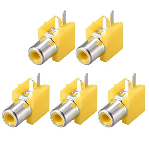 Conector RCA hembra para panel PCB uxcell amarillo 5 piezas miniatura 1