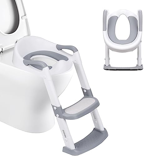 Siège Réducteur WC Enfant Kixolo - 2 En 1 Avec Marches - Hauteur Réglable, Antidérapant, Pliable (Vert/Blanc) - 6