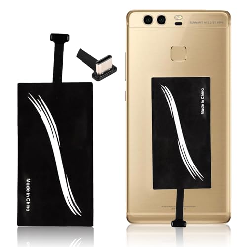 Adaptateur de Chargeur sans Fil QI de Type C Récepteur de Charge d'autocollant de téléphone Portable, récepteur sans Fil QI Ultra Fin adapté à Tous Les...