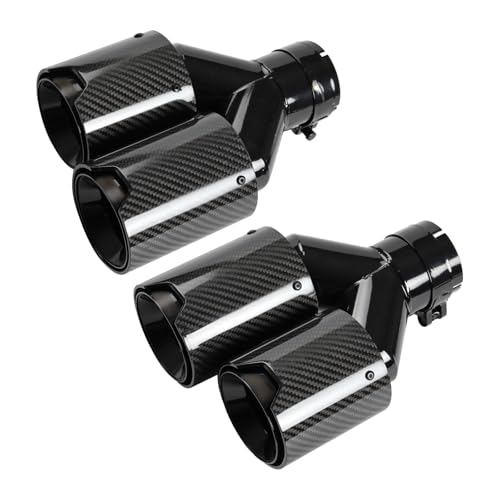 2-Pack Carbon Fiber Dual Exhaust Tips for BMW F22/F23/F30/F31/F32/F33/F36 2.0T (N20/B48) 2.5' Inlet 3.5'Outlet Tailpipe Tip (Glossy Black Inner Layer)