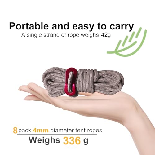 Smithok 8 Pack High-Reflective Guy Lines 4mm Tent Cords High-Strength Lightweight Camp Ropes With Aluminum Adjuster Tensioner For Tent, Tying Down Tar_desvips.com