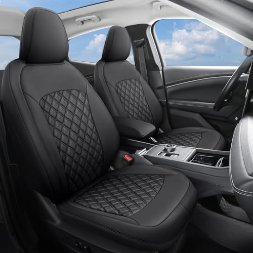 GIANT PANDA Customized Full Set Car Seat Covers for Ford Mustang Mach E 2021 2022 2023 2024, Faux Leather - (Black)