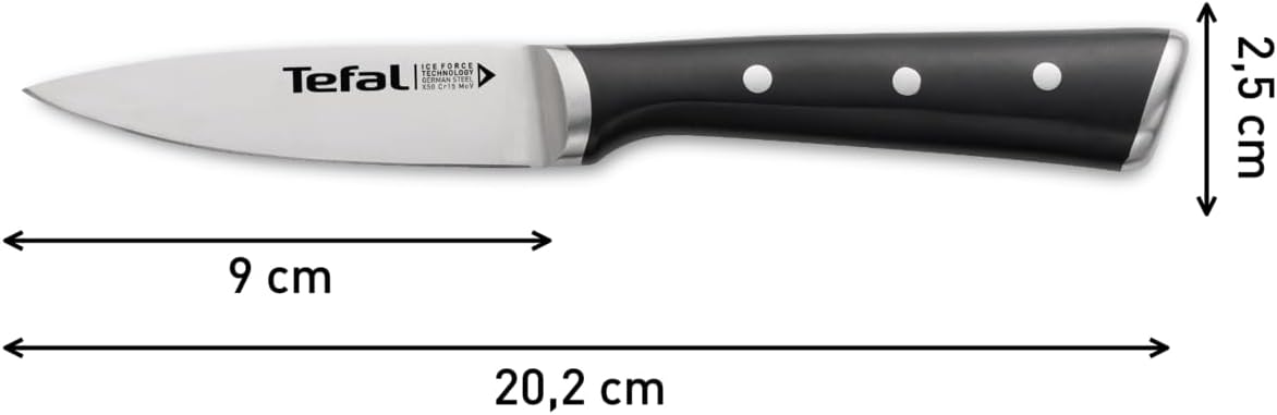 Tefal Ice Force Peeling Knife 9 cm | German Stainless Steel, Ice Force Technology -80 °C, Precise Cutting, Riveted Handle, Corrosion Resistant and Dishwasher Safe