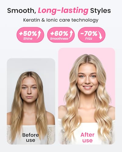 Haokoo Thermal Brush For Blowout Volume & Smooth Hair - 38Mm Hot Brush, Ionic Anti-Frizz Heated Brush, 6 Heat Settings, Dual Voltage, Lightweight 250G, Pink - 5