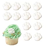 White Paws Edible Sugar Decoration Toppers for Cakes Cupcakes Cake Pops - 18 pc