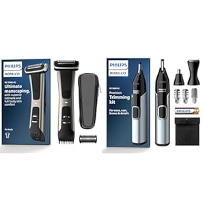 Philips Norelco Exclusive Bodygroom Series 7000 Showerproof Body & Manscaping Trimmer & Shaver, BG7040/42 + Philips Norelco Nose Trimmer 5000 for Nose, Ears, Eyebrows Trimming Kit, NT5600/42
