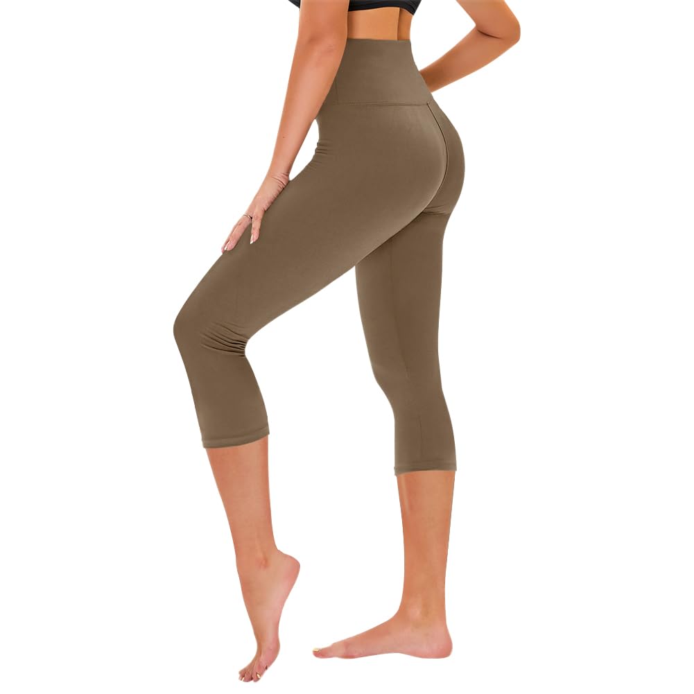 TNNZEET Capri Leggings for Women - Tummy Control High Waisted Soft Yoga Pants for Gym Workout