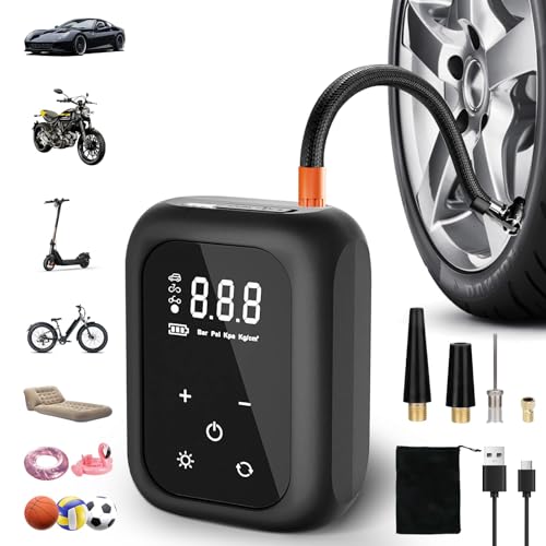 KIMIGO Compressore Aria Portatile,6000mAh Pompa Bicicletta Elettrica 10,3 Bar/150PSI,Mini Compressore Portatile con Luce...