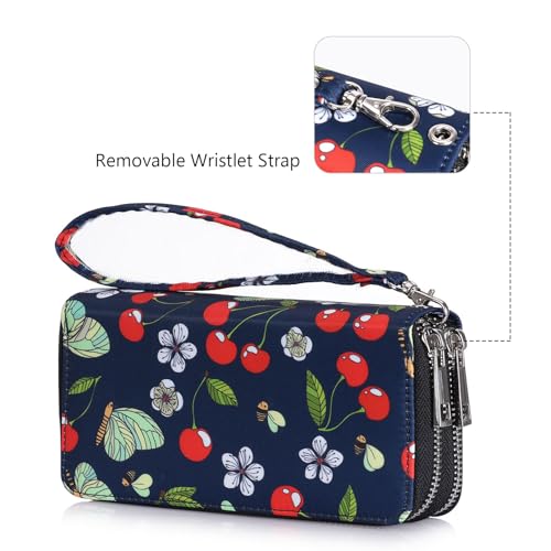 Image of XEYOU Double Zipper Long Clutch Wallet Cellphone Wallet for Women with Removable Wristlet Strap for Credit Card, Cash, Coin, Bill