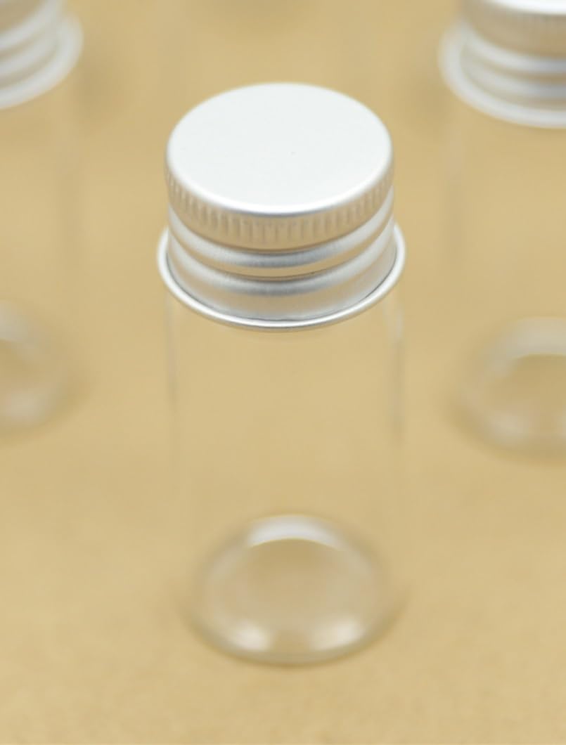 SYLALE 100 unids/Lote 13 * 22 * 50mm 10ml Botella de Vidrio pequeña frascos de Vidrio tapón de Rosca Plateado Tubo de ensayo Viales de almacenamientobotellas Decorativas