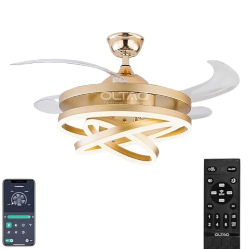 Image of Enigma Modern 42-Inch Dimmable Chandelier Fan - Black | with Copper BLDC Motor & Retractable Blades | Summer-Winter Mode LED Light Fan with Remote & App Control - for Living Room