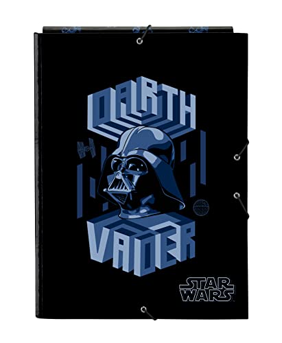 STAR WARS Digital Escape - Carpeta Folio con 3 Solapas, Ideal para Niños de Diferentes Edades, Cómoda y Versátil, Calidad y Resistencia, 26x36.5 cm, Color Negro