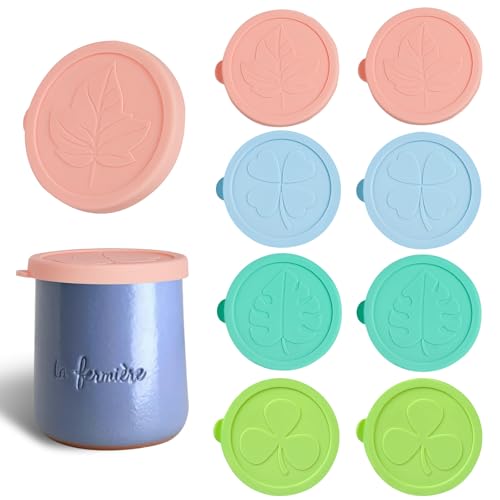 Yogurt Jar Lids for La Fermiere 8 Pack LFGB Platinum Silicone Covers Snug Fit Reusable Replacement Lids Dishwasher Safe