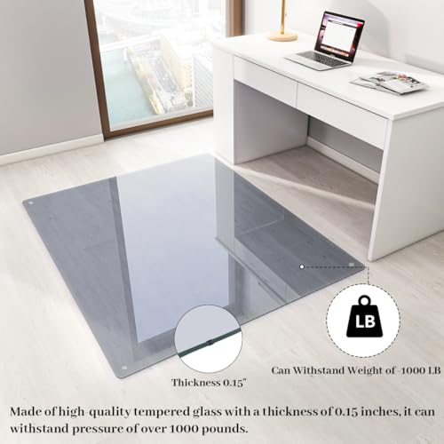 Image of [Tempered Glass] 36 inch x 46 inch Glass Office Chair Mat for Carpet