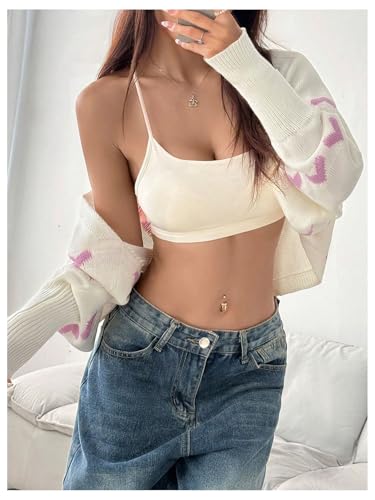 Image of Verdusa Women's Rib Knit Open Front Bolero Shrug Sweater Graphic Cropped Cardigan Outwear