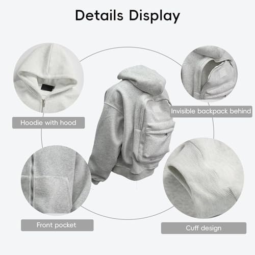 Creative Hoodie with Backpacks, Travelshell Backpack Hoodie, Zip-Up Backpack Hoodies, Cardigan Lightweight3