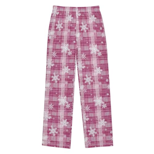 Pajama Bottoms, Cute Snowflakes Checkered Pajamas Pant Sleep Long Pants Lounge Wear Sleepwear Soft Pjs