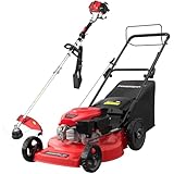 PowerSmart 22 in. 170cc RWD Self Propelled Gas Lawn Mower & 16-Inch 25.4cc String Trimmer/Edger with 10-Inch Brush Cutter