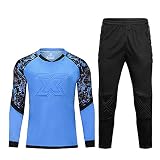 G&F Fußball Antikollisions Torwart-Set Gepolsterte Oberteile + Hosen 2 Stück für Kinder und Erwachsene Atmungsaktiv (Color : Blue, Size : XXS)