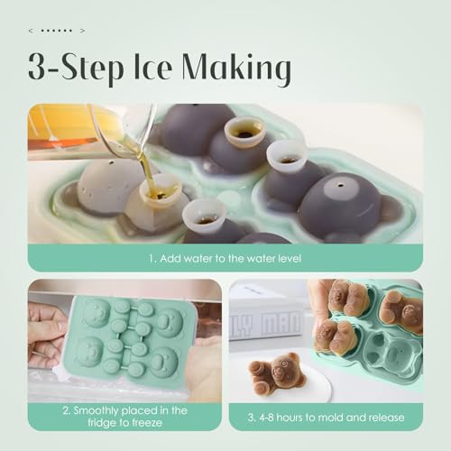2 Pack Moldes de Hielo de Silicona en Formas 3D Animal miniatura 7