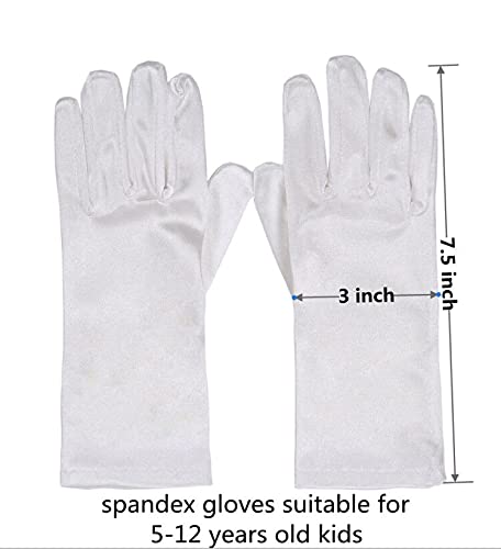 Costume Gloves Kids Girls Boys Princess Dress Up Gloves Short Spandex Formal Gloves For Child Tea Party,Birthday,Yellow2