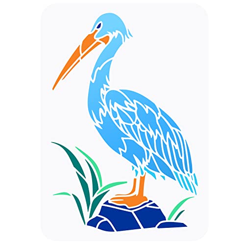 FINGERINSPIRE Pelican Painting Stencil 21x29.7cm Reusable Southern Bird Drawing Stencils DIY Art Pelican Pattern Painting Template Animal Theme Stencil for Painting on Wall Wood Furniture