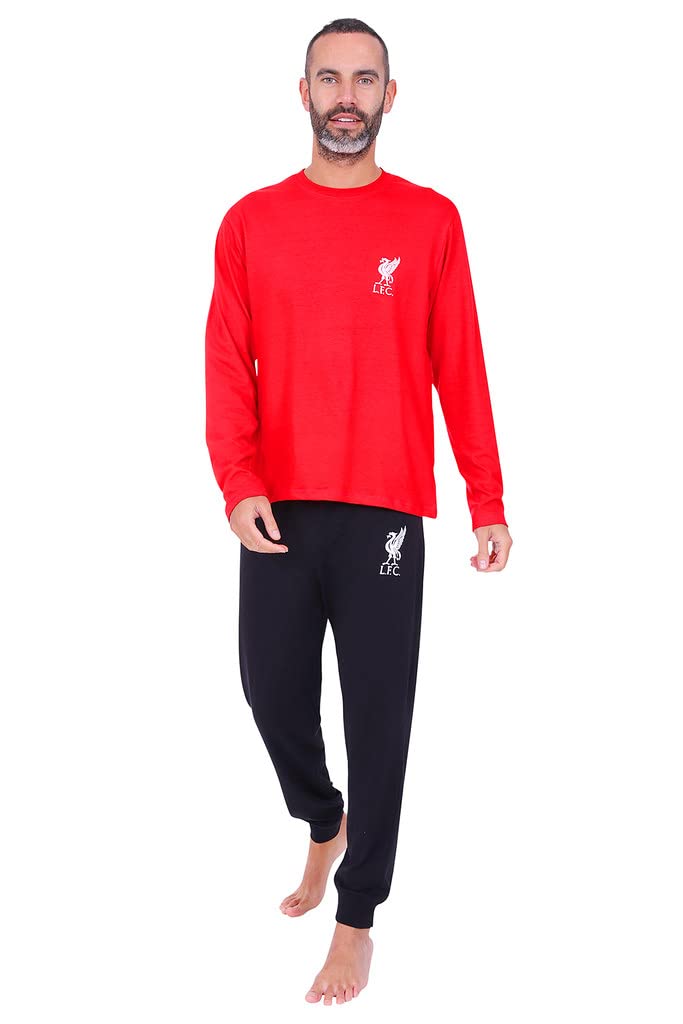 Pigiama da uomo ufficiale Liverpool Football Club, colore: nero e rosso