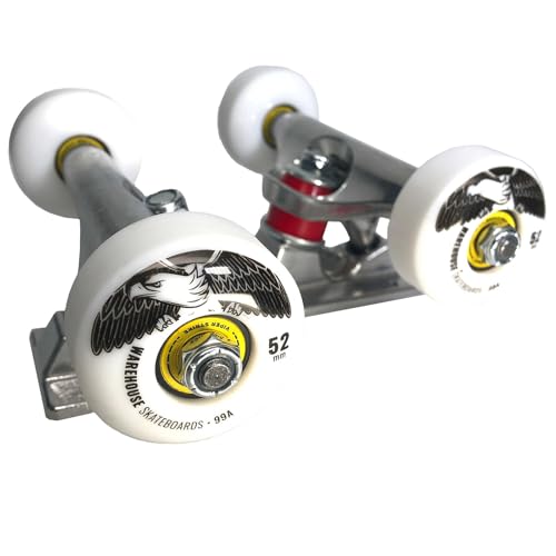 Warehouse Polished Trucks with 52mm White Street Eagles Wheels & Bearings Combo - 5.75