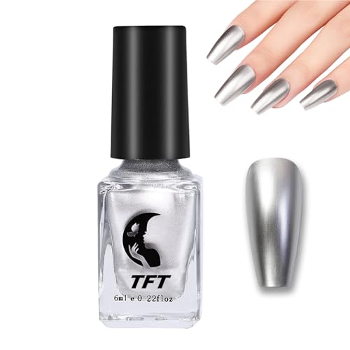 SONGQEE Esmalte de uñas metálico de 6 ml, color plateado, efecto metálico duradero, esmalte de uñas cromado brillante, no necesita UV (12 plateados)