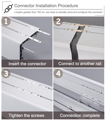 Rail rideau double en métal blanc de 1,5m avec support mural et boîtier de finition - 7