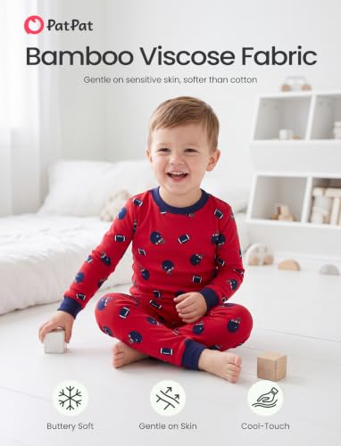 Image of PATPAT Toddler & Kids Pajama Sets with Bamboo Viscose, Snug Fit Pjs for Girls, All-Season Comfort Sleepwear, Ages 2-12 Years