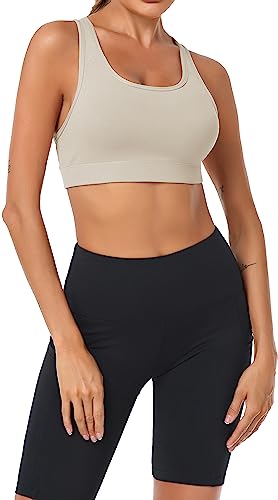 Image of Oalka Women's Racerback Sports Support Workout Running Bras | Oalka Women's Racerback Sports Support Workout Running Bras