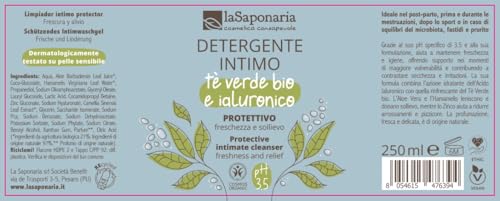 La Saponaria | Gel Íntimo con Té Verde Bio y Ácido Hialurónico, pH 3.5, Ideal en el postparto, antes y durante la menstruación Hidratante, Calmante y Refrescante, 250ml - imagen 7