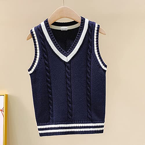 Aislor Boys Girls V Neck Sweater Vest Knitwear Sleeveless Pullover Crochet Knitted Waistcoat School Uniform Vest Top2