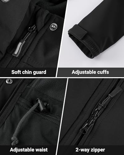 Outdoor Ventures Women's Lightweight Waterproof Fleece Lined Hooded Softshell Rain Jacket, Warm Windbreaker Long Coat4