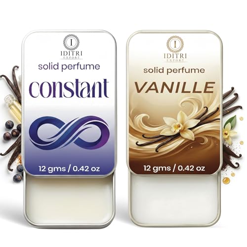 Image of Solid Perfume |Vanille&Constant Alcohol Free Wax Perfume Balm, Long Lasting | Pocket Tin 12g, Pack Of 2| Non Greasy Smooth Glide, Travel Friendly Men And Women