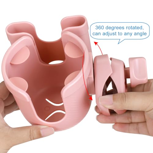 Image of Accmor Stroller Cup Holder with Phone Holder, Bike Cup Holder, Universal Cup Holder for Uppababy Nuna Strollers, 2-in-1 Drinks Holder for Walker, Wheelchair, Scooter