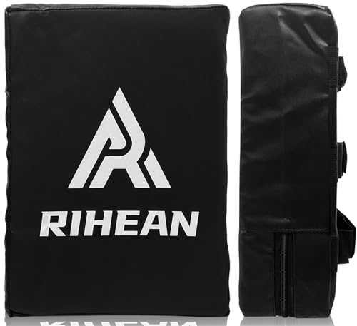 RIHEAN Football Dummies Blocking Pad - Easy to Use Training Equipment for Football Basketball Hockey Lacrosse - High-Density PU Leather Cover Denser Foam Pads - 12x16x5.5in Black