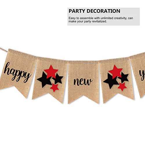 Bandeiras de Ano Novo PretyzOOM 2021 Happy New Year Guirlanda de Linho para Decoração de Festa Feliz