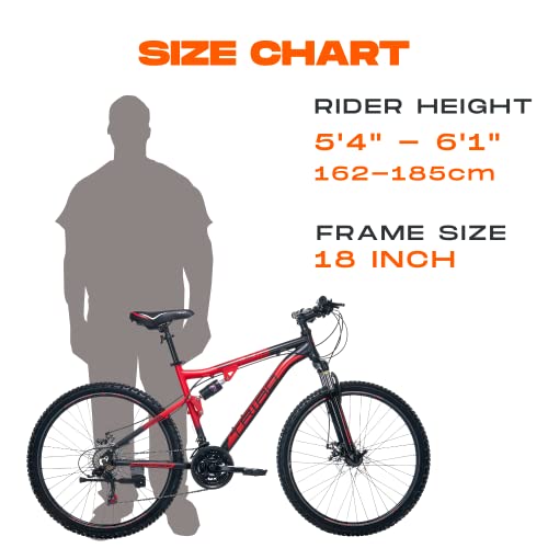 Image of Triad M2 Pro 26T 21 Speed - Fully Fitted MOUNTAIN BICYCLE (Matte Red, Ideal For: 15+ years, Unisex) - 2 Year Frame & Fork Warranty (18 Inch Frame), Front