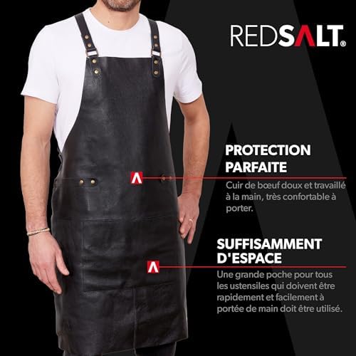 REDSALT® Lederen schort van zacht echt buffelwild leer, 84 x 62 cm, BBQ