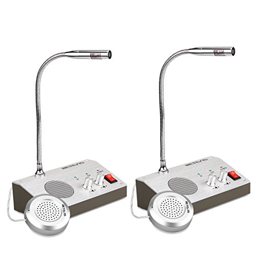 Retevis RT9908 Intercom Systeem intercomsysteem Paging microfoon anti-interferentie geluidsvrij dual-weg geluidsopname interphone tafelmicrofoon voor ziekenhuis bank (2 stuks, zilver)
