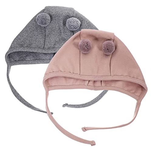 SWOOMEY 2pcs Hats for Newborns Adorable Cotton Caps with Ear Design for Spring Autumn Winter Wear Soft and Durable Headwear