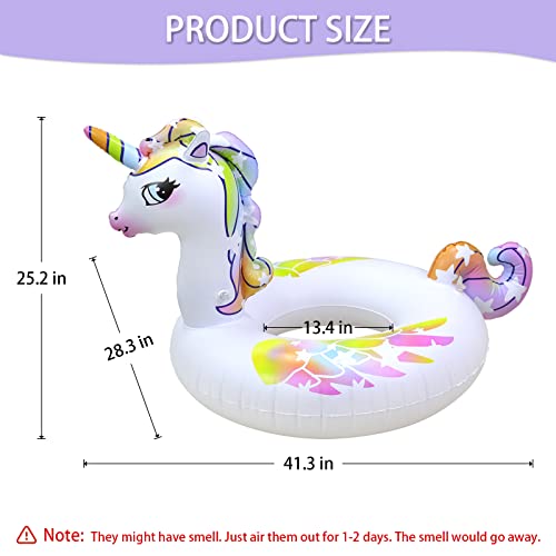 41'' Inflatable Unicorn Pool Float For Kids Adults, Inflatables Toys Swimming Ring, Fun Beach Floaties Summer Water Party Supplies #TOP1