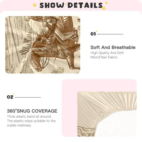 Image of Western Desert Cowboy Crib Sheets, Crib Sheets for Boys Girls, Breathable Soft Standard Toddler Crib Sheet 52 X 28 Inches